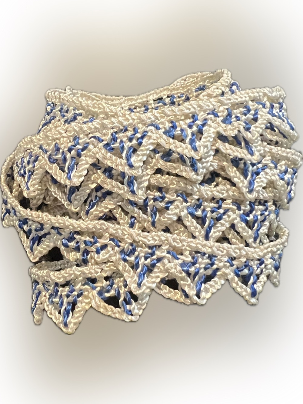🔴Vintage Crochet Lace Cream Blue Trim Sewing Arts Crafts